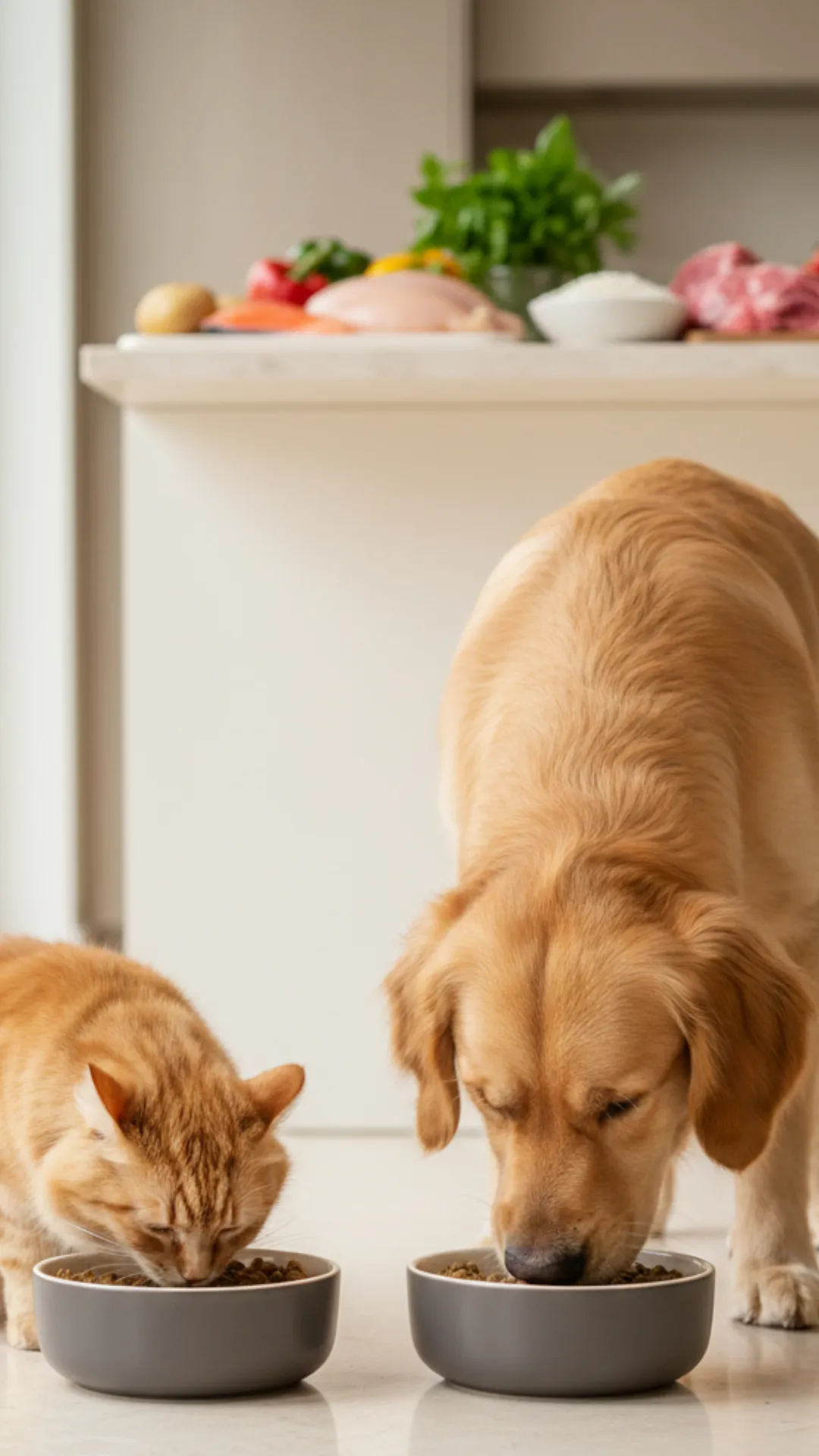 Happy dog and cat eating Balloxx premium pet food